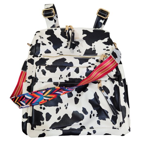 Cow Print Trendy Small Shoulder Bag Backpack